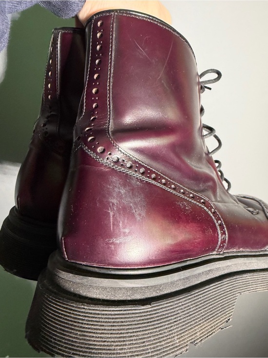 Prada Burgundy Wing Tip Combat Boots Mens Size US 12/UK 11